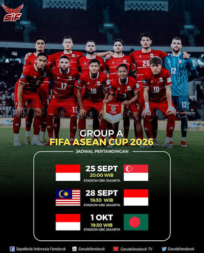 SIF | 🇮🇩 BREAKING NEWS! ✓ FIFA merilis jadwal FIFA ASEAN Cup 2026. Laga  pertama Indonesia adalah pertandingan menghadapi 🇸🇬 Singalura pada 25  September 2026 Jadwal Pertandingan: (25/09) 🇮🇩🇸🇬 - Indonesia vs
