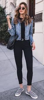 Denim Jacket With Fur Collar Outfit Ideas For Ladies Cute Outfits Leather Jacket Outfits Casual Fall Outfits