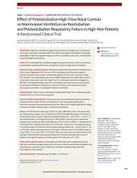 Sample case study niv : Postextubation High Flow Nasal Cannula Vs Niv