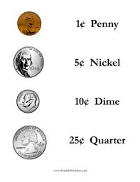 This Printable U S Money Chart Lists The Names And Monetary Values Of The Penny Dime Nickel And Quarter Free To Do In 2020 Money Chart Coin Value Chart Money Math