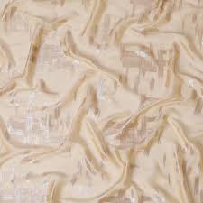 قماش شيفون حريري فرنسي (فرنساوي) فاخر بلون الخوخ مع نفس اللون من الفسكوز  والوركس المعدني النحاسي بتصميم تجريدي -D16967
