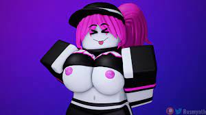 explicit, artist:rusmynth, roblox, robloxian, 3d, :p, anon, bra, breasts,  cap, gloves, pale skin, patreon username, pink hair, pink nipples,  ponytail, presenting, roblox guest, self upload, sportswear, twitter  username, white skin - rule34.lol
