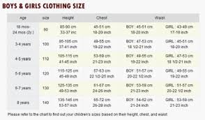 kids size chart size chart for kids clothing size chart