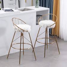 Some bar stools offer even more support and security with arms. Awonde Counter Height Bar Stools Swivel Barstools With Backs 26 Inches White Fur Metal Bar Chairs Set Of 2 Buy Online In Bahamas At Bahamas Desertcart Com Productid 210641854