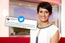 Naga munchetty, 45, and charlie stayt appear to have set sides of the bbc breakfast red sofa, with naga appearing on the right hand side and charlie on the left. Bbc S Naga Munchetty Sorry After Liking Tweets Mocking Tory Union Flag Displays The National