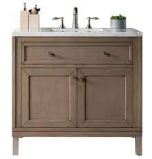 Whether the style is modern with a metal foot, classic, rustic, or follows a more specific theme; 36 Chicago Whitewashed Walnut Single Sink Bathroom Vanity