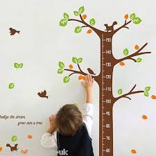 Birds Woodland Tree Height Chart Wall Stickers Decal Art
