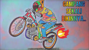 Gambar sepeda motor kartun hitam putih. Cara Menggambar Motor Drag Youtube