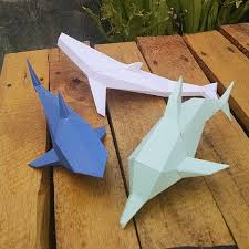 3d Papercraft Printable Diy Template Dolphin Whale And Shark Model Kit Papercraft Printable Paper Crafts Diy Printables