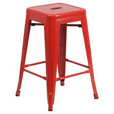 Flash Furniture 24 High Backless Metal Indoor Outdoor Counter Height Stool With Square Seat Multiple Colors Walmart Com Metal Counter Stools Counter Height Stools Red Bar Stools