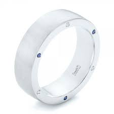 Custom Hidden Blue Sapphire And Diamond Men S Wedding Band Joseph Jewelry Bellevue S Mens Diamond Wedding Bands Mens Wedding Bands Titanium Wedding Rings