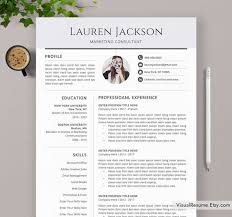 Professional Resume Template Modern Cv Template Word 1 2 3 Etsy