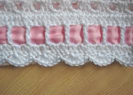 Granny Square Baby Blanket Border Shell Stitch With Ribbon Baby Girl Crochet Blanket Crochet Baby Blanket Free Pattern Crochet Baby Blanket Edging