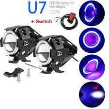 2x Cree U7 Led 125w Motorcycle Drl Headlight Driving Fog Light Spot Lamp Switch Deco Moto Casque Velo Clignotant Moto