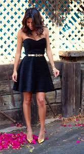 Strapless Black Dress With Metallic Gold Belt And Shoes So Cute For Bridesmaids Wedding Gold Goldblack Dress Shoes Style Cute Dresses Little Black Dress