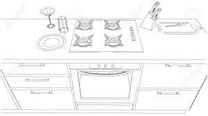 How to measure your kitchen 1 how to measure your kitchen for a new construction, a set of architectural drawings of your house would provide adequate information to get a quote for your. Sketch Drawing Of Built In Kitchen Stove And Oven Black And White Stock Photo Picture And Royalty Free Image Image 72473523