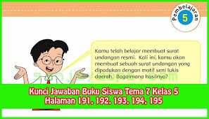 Kunci Jawaban Buku Siswa Tema 7 Kelas 5 Halaman 191 192 193 194 195 Buku Halaman Seni