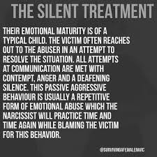 The silent treatment is bad for love. Narcissistic Characteristics