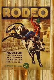 Vintage Rodeo Poster 12 X 18 Houston Rodeo Live Stock Show Vintage Rodeo Art Horseroping Bullriding Starfairs Houston Rodeo Rodeo Poster Showing Livestock