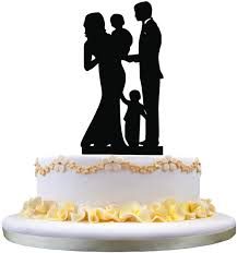 Keeping the details simple, with the. Amazon Com Wedding Cake Topper Happy Family Cake Topper Bride And Groom With 2 Kids Silhouette Anniversary Party Decor Kitchen Dining