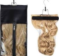 1 Pack Hair Extension Satin Storage Bag with Hanger Wig Holder Bundles  Hairpieces Ponytail Wig Style Hair Travel Black Color