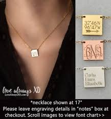 Personalized Square Necklace Mom Gift Monogram Necklace Coordinates Necklace Kids Names Necklace New Mom Necklace Christmas Gift