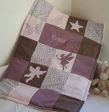 couverture bebe patchwork 100x80cm theme printemps avec prenom puericulture par la chouette a pois roses bebe patchwork couverture bebe couture piece