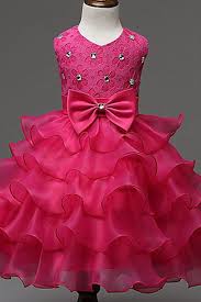 Princess Hot Pink Organza Bowknot Girls Dress With Straps Dresses Kids Girl Organza Flower Girl Dress Little Girl Dresses