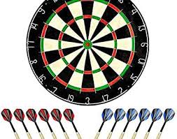 amazon com linkvisions sisal bristle dartboard with staple free bullseye 17 8 x1 5 and 12 steel tip darts 18g dartboa dart board dart set bristle dartboard