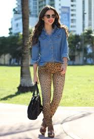 Leopard Chambray Leopard Jeans Leopard Print Jeans Animal Print Jeans