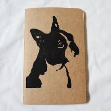 Boston Terrier Moleskine Journal Hand Printed Original Design Screen Print Dog Notebook Moleskine Journal Screen Printing Diy Notebook