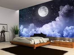 Night Sky Moon Clouds Dark Stars Wall Mural Photo Wallpaper Giant Wall Decor Tedswoodworking Teds Woodworking W Home Wallpaper Wallpaper Bedroom Wall Wallpaper