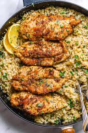 Garlic Butter Chicken With Parmesan Cauliflower Rice Easy Chicken Parmesan Recipes Cooking Recipes Healthy Recipes