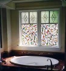 Whether you are looking for serenity, minimalism or elegance, custom glass can help you achieve the new look you want in your bathroom. Egret Heron Lake Water Scene Adhesive Free Stained Glass Window Film Cling Stained Glass Window Film Decorative Window Film Stained Glass