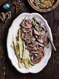 Poached Beef With Herb Vinaigrette Beef Recipes Jamie Oliver Recipe Beef Recipes Beef Leek Recipes