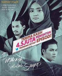 Drama bersiri 15 episod, terbitan creative skill solution sdn bhd di bawah arahan saudara ayie. Edtv Tahniah Drama Patahnya Sebelah Sayap Catat 4 5 Juta Penonton