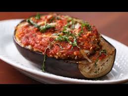 Vegan Quinoa Eggplant Parm Boat Tasty Recipes Vegan Dinners Healthy Snacks Recipes Veggie Skewers