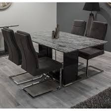 Connor Marble Dining Table In Grey With High Gloss And 6 Chairs Marble Dinning Table Contemporary Dining Table Dining Table
