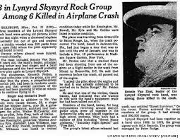 A Newspaper Clipping Announcing The Plane Crash Of Lynyrd Skynyrd In 2020 Lynyrd Skynyrd Street Survivors Southern Rock