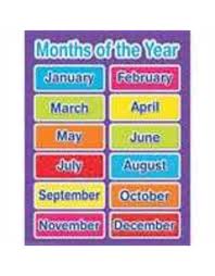 Color My World Basic Learning Months Of The Year Chart