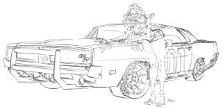 Daisy Duke General Lee Lines By Jasinmartin Deviantart Com On Deviantart General Lee Cars Coloring Pages Coloring Pages