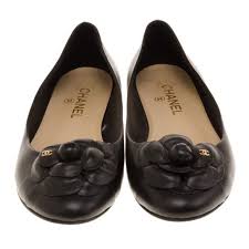 Chanel Black Leather Flats Gorgeous Black Leather Chanel Camellia Flats Size 40 Hardly Worn Chanel Shoes Fla Black Leather Flats Chanel Black Leather Flats