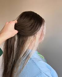 im obsessed with this transformation, bright blonde to gorgeous brunette  with icy halo!😻