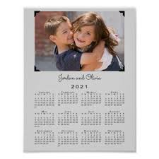 2021 Calendar With Your Photo And Name On Gray Poster Zazzle Com In 2020 2021 Calendar Print Calendar Custom Posters