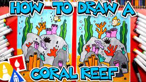 A coral reef is a beautiful underwater habitat. How To Draw A Coral Reef Youtube
