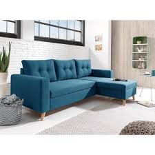 Canapé d'angle scandinave tissu velours côtelé bleu finlande. Nordic Canape Scandinave D Angle Reversible Convertible Bleu Canard Cdiscount Maison