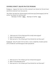 Punnett squares are a diagram which biologists use to determine the probability of an offspring having a particular trait. Punnett Square Practice Problems Worksheet Worksheet List