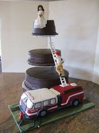 Gorgeous Cakes By Kris Fire Truck Grooms Cake With Wedding Cake Gorgeous Cakes Grooms Cake Amazing Cakes