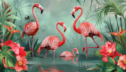 Flamingo Mural Wallpaper | Tropical Elegance and Refinement ...