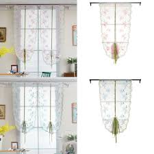 curtains tulle pastoral flowers peach